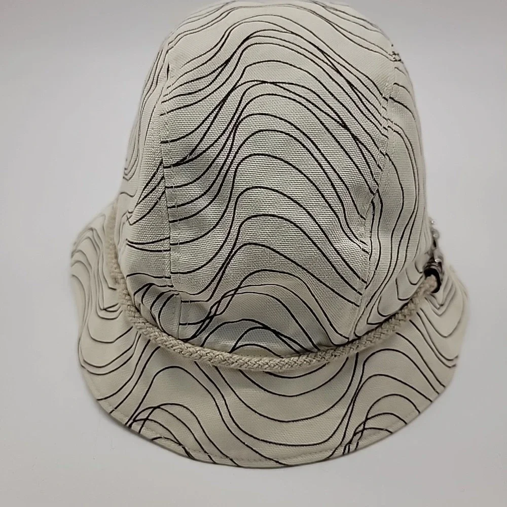 GAP Bucket Hat 2007 Women S/M Cream Brown Wavy Silver Clasp Rope Belt Accent Y2K